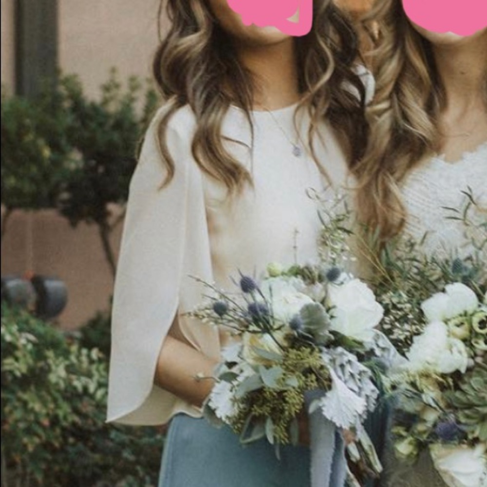 Beige boatneck flutter sleeve blouse